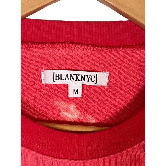BLANKNYC  Bleached Crop Sweatshirt Women Size‎ Medium Coral Distressed Destroyed - Picture 3 of 10